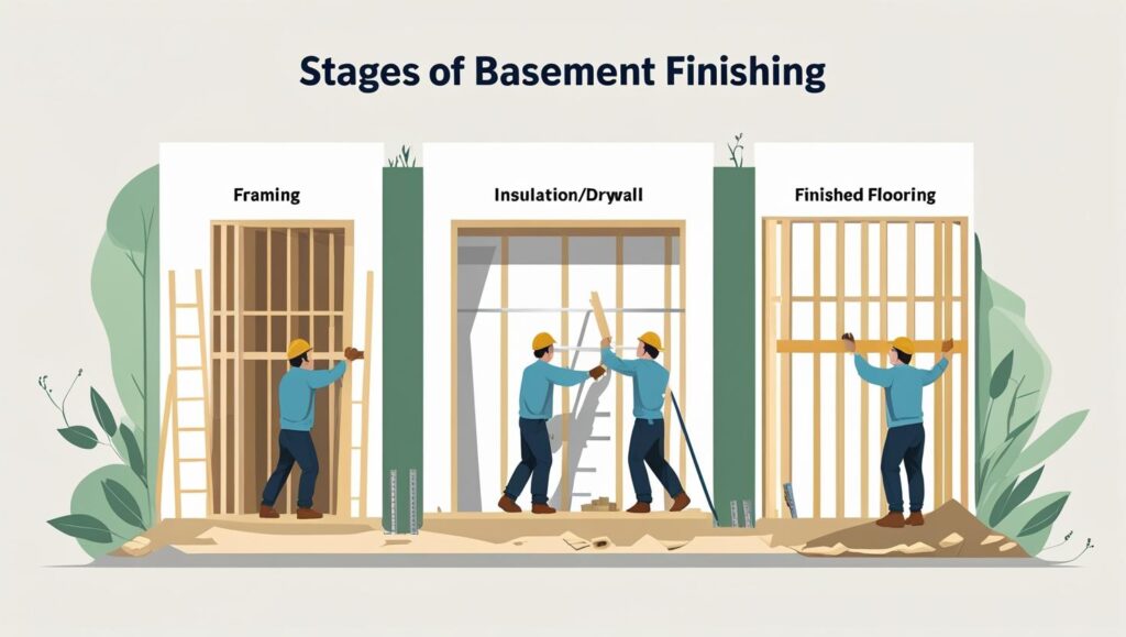 Stages of finishing a Basement