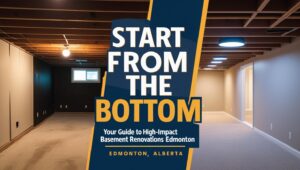 before-and-after transformation of a basement in Edmonton, Alberta.